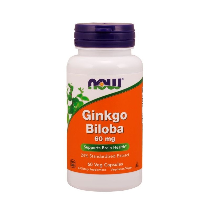 Ginkgo Biloba, Now Foods, 60 мг, 60 капсул