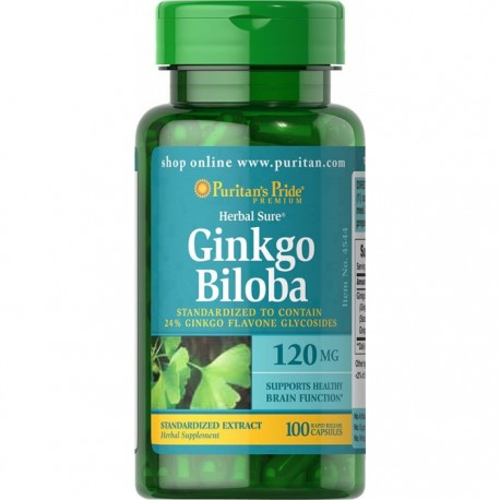 Ginkgo Biloba, Puritan's Pride, 120 мг, 100 капсул