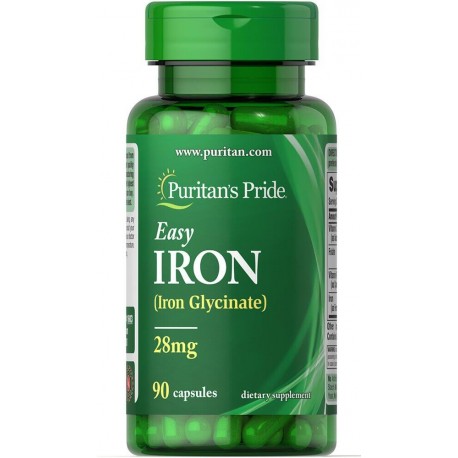 Puritan's Pride, Easy Iron (Glycinate) 28 мг (90 гелевых капсул)