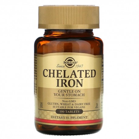 Solgar, Chelated Iron 25 мг (100 таблеток)