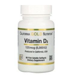 California Gold Nutrition, Vitamind D3 90 капсул, 125 mcg (5.000 IU)