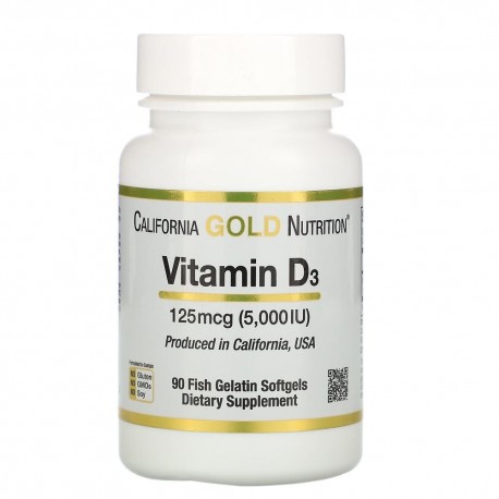 Vitamin D3 5000 IU, California Gold Nutrition, 90 капсул