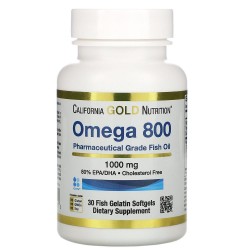 Omega 800, California Gold Nutrition, 1000 мг, 30 капсул