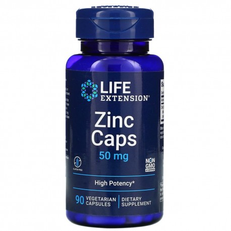 Life Extension, Zinc Caps, Цинк 50 мг (90 вег. капсул)