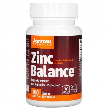 Jarrow Formulas, Zinc Balance, Цинк 15 мг (100 вег. капс)