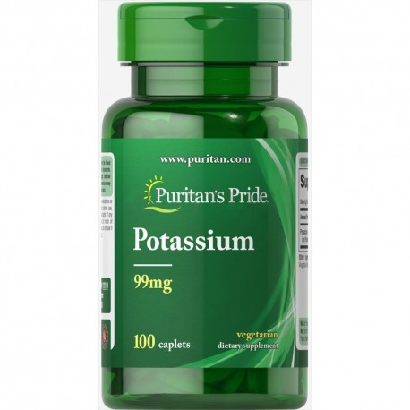 Калий, Potassium, Puritan's Pride, 99 мг, 100 таблеток