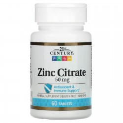 21st Century, Zinc Citrate 50 мг (60 таб.)