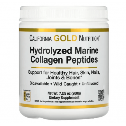 Hydrolyzed Marine Collagen Peptides, California Gold Nutrition, 200 грамм
