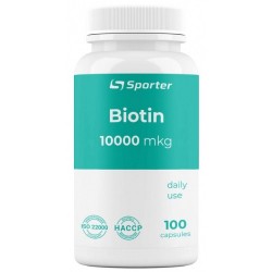 Биотин, Biotin, 10000 мкг, Sporter, 100 капсул