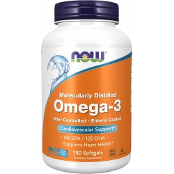 Omega-3, Molecularly Distilled, Now Foods, 180 капсул