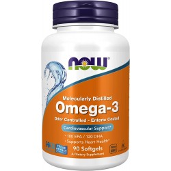 Omega-3, Molecularly Distilled, Now Foods, 90 капсул
