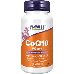CoQ10 with Omega-3 Fish Oil, Коэнзим, Now Foods, 60 мг, 60 капсул