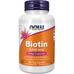 Биотин, Biotin 5000 mcg, Now Foods, 120 капcул