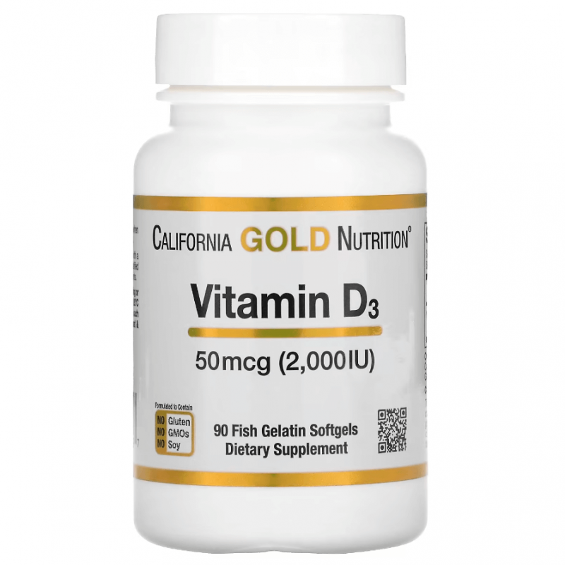 Vitamin D3 2000 IU, California Gold Nutrition, 90 капсул