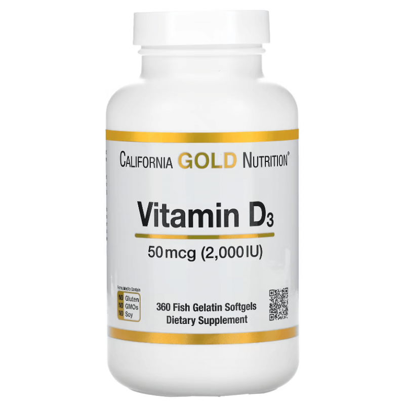 Vitamin D3 2000 IU, California Gold Nutrition, 360 капсул
