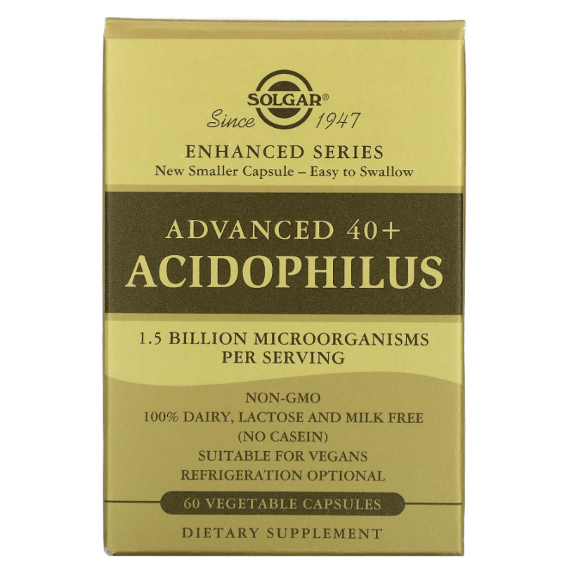 Advanced 40+ Acidophilus, Solgar, 60 капсул