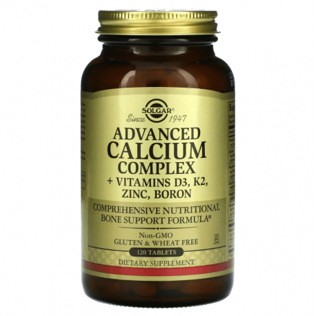 Advanced Calcium Complex + Vitamins D3 K2 Zinc Boron, Solgar, 120 таблеток