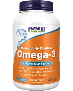 Омега-3, Рыбий Жир, Omega-3, Now Foods, 200 капсул