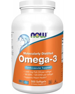 Омега-3, Рыбий Жир, Omega-3, Now Foods, 500 капсул
