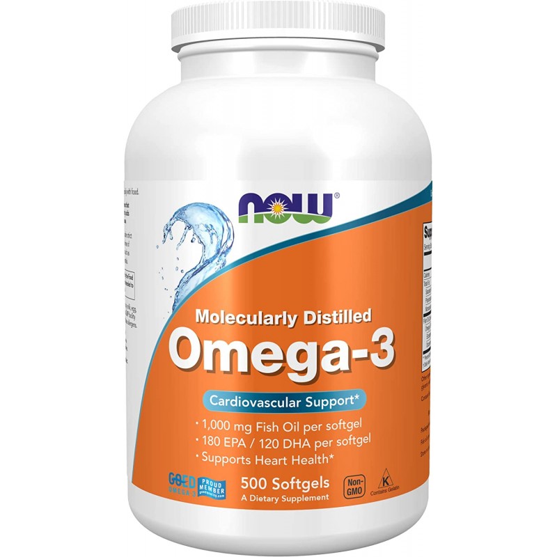 Омега-3, Рыбий Жир, Omega-3, Now Foods, 500 капсул