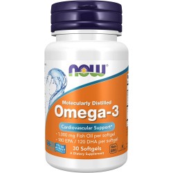 Omega-3, Now Foods,1000 мг, 30 капсул