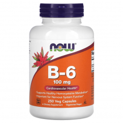 B-6, Now Foods, 100 мг, 250 капсул
