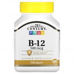 B-12, 21st Century, 500 мкг, 110 таблеток