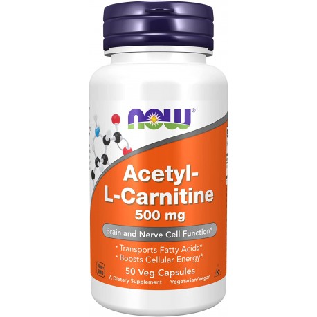 Acetyl-L-Carnitine, Now Foods, 500 мг, 50 капсул
