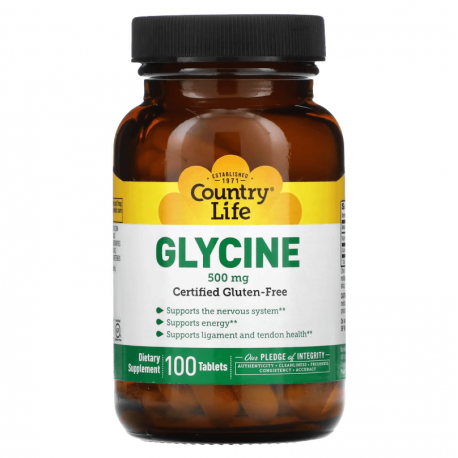 Glycine, Country life, 500 мг, 100 таблеток