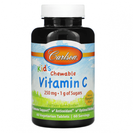Carlson, Kid's, Chewable Vitamin C, 250 мг, 60 вег. таблеток