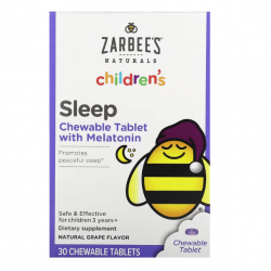 Zarbees, Children's Sleep with Melatonin, For Children 3 Years+, Natural Grape, 30 жевательных таблеток