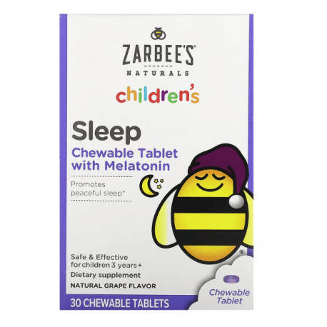 Zarbees, Children's Sleep with Melatonin, For Children 3 Years+, Natural Grape, 30 жевательных таблеток