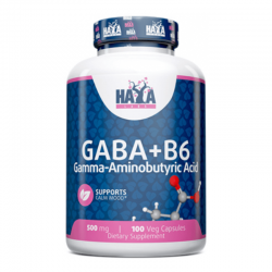 GABA+B6, Haya Labs, 500 мг, 100 капсул