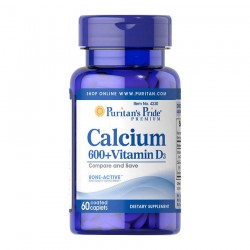 Calcium 600+ Vitamin D3, Puritan's Pride, 1200 мг, 60 таблеток