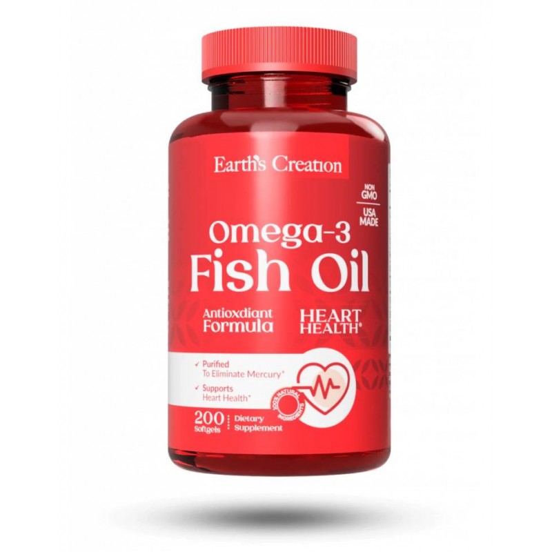 Omega-3, Fish Oil, Earth's Creation, 200 капсул