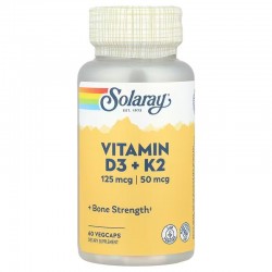 Vitamin D3+K2, Solaray, 60 капсул