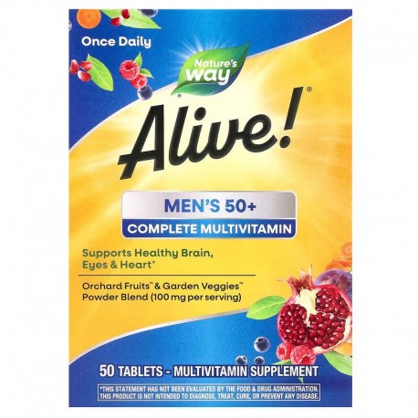 Men's 50+ Multivitamin, Alive!, Natue's Way, 50 таблеток