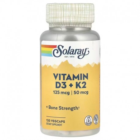 Vitamin D3+K2, Solaray, 120 капсул