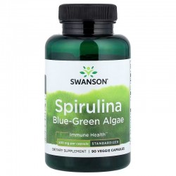 Spirulina, Blue-Green Algae, Swanson, 500 мг, 90 капсул