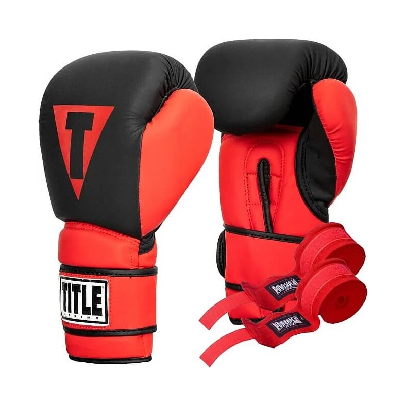 Боксерские перчатки TITLE Boxing Guts and Glory Black/Red L 14 oz