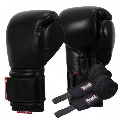 Боксерские перчатки TITLE Boxing Ko-Vert Black 16 oz