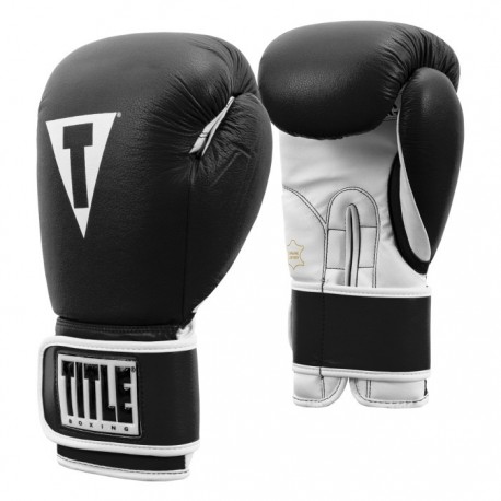 Боксерские перчатки TITLE Boxing Pro Style Leather Gloves 3.0 Black/White 14 oz