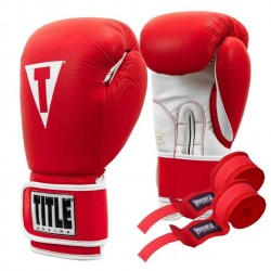 Боксерские перчатки TITLE Boxing Pro Style Leather Gloves 3.0 Red/White 12 oz