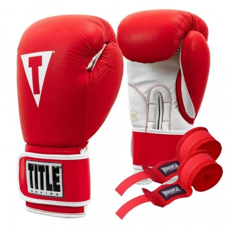 Боксерские перчатки TITLE Boxing Pro Style Leather Gloves 3.0 Red/White 14 oz