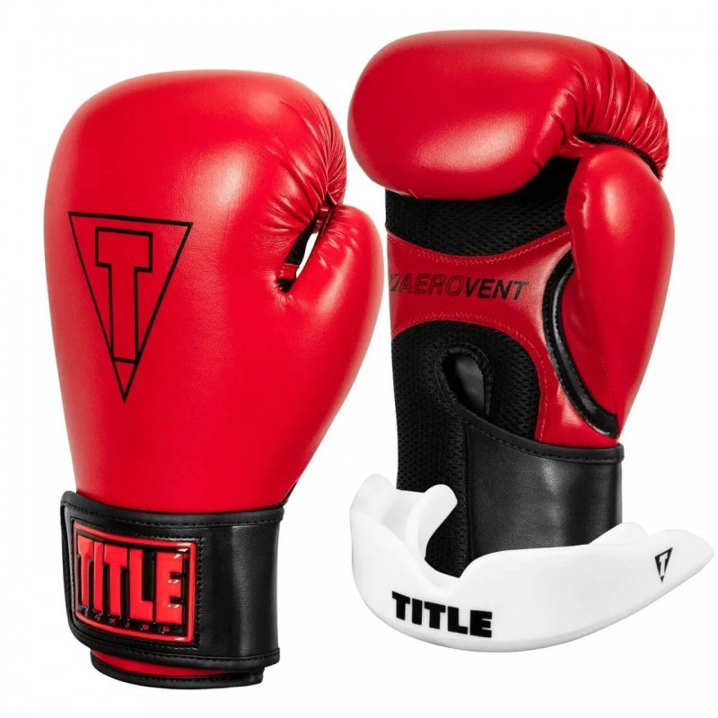Боксерские перчатки TITLE Boxing Vegan Gloves Red/Black 12 oz