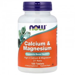 Calcium & Magnesium, Now, 100 таблеток